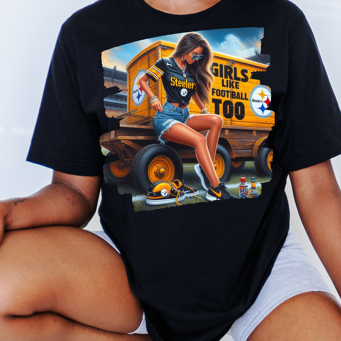 GIRLS LIKE FOOTBALL TOO (ALL 32 TEAMS AVAILABLE) TSHIRT OR HOODIE